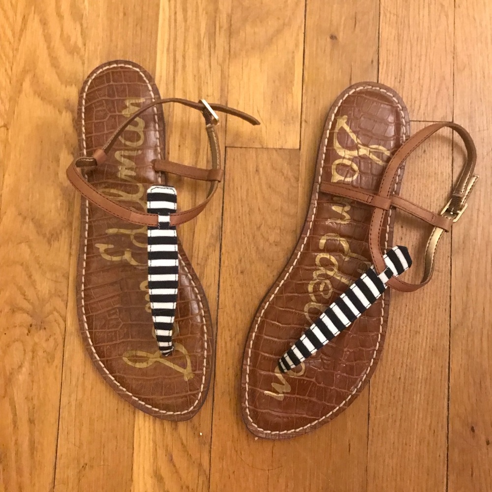 Sam Edelman Striped T-Strap Sandals